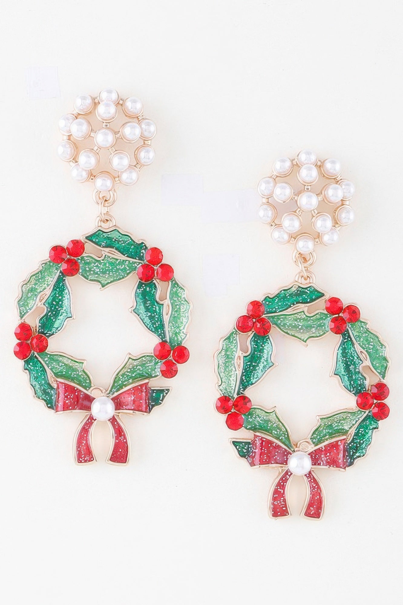 Jeweled Ribbon Wreath Earrings - It's a Girly Place