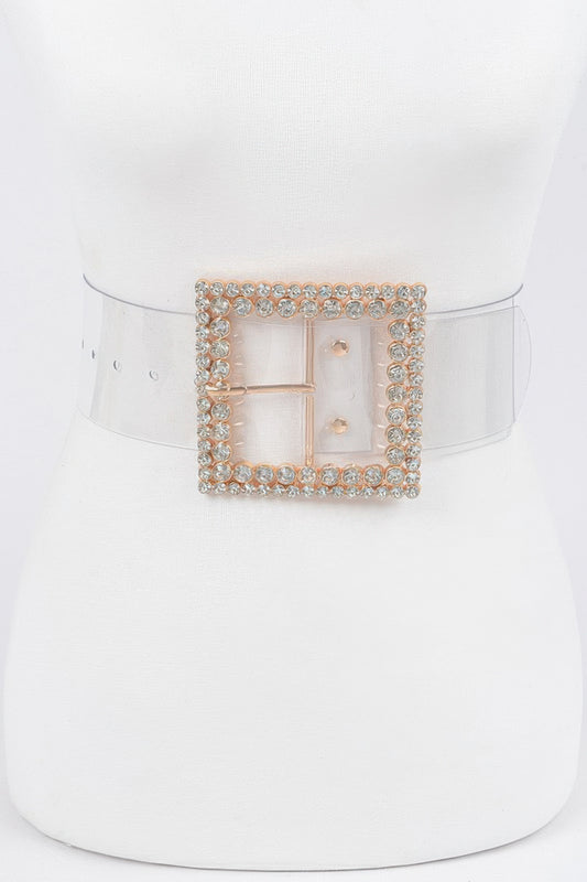 Multi Rhinestone Buckle Clear Plus Size Belt - It's a Girly Place