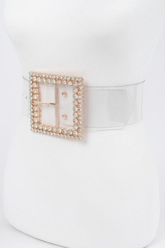 Multi Rhinestone Buckle Clear Plus Size Belt - It's a Girly Place
