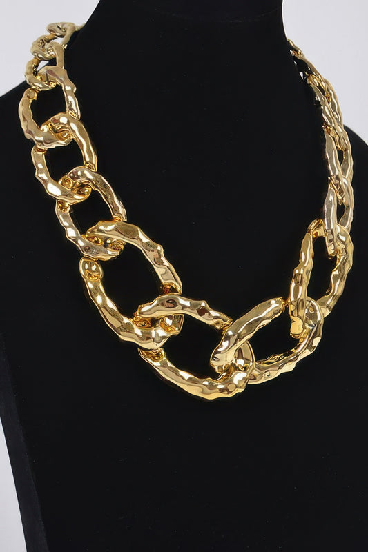 Hammered Link Chain Necklace - It's a Girly Place