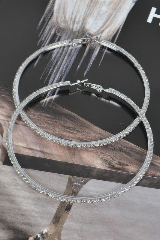 8cm Double Rhinestone Hoop Earrings - It's a Girly Place