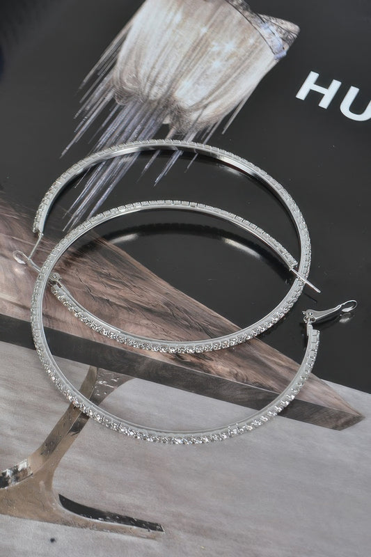8cm Double Rhinestone Hoop Earrings - It's a Girly Place