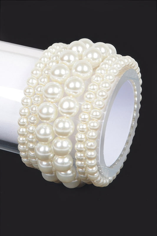 Multi Faux Pearl Stretch Bracelet - It's a Girly Place