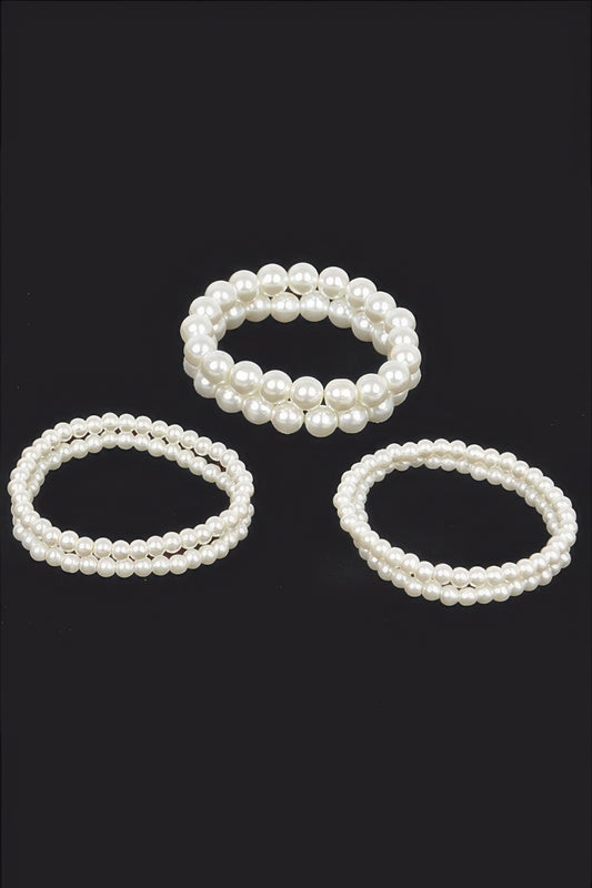 Multi Faux Pearl Stretch Bracelet - It's a Girly Place