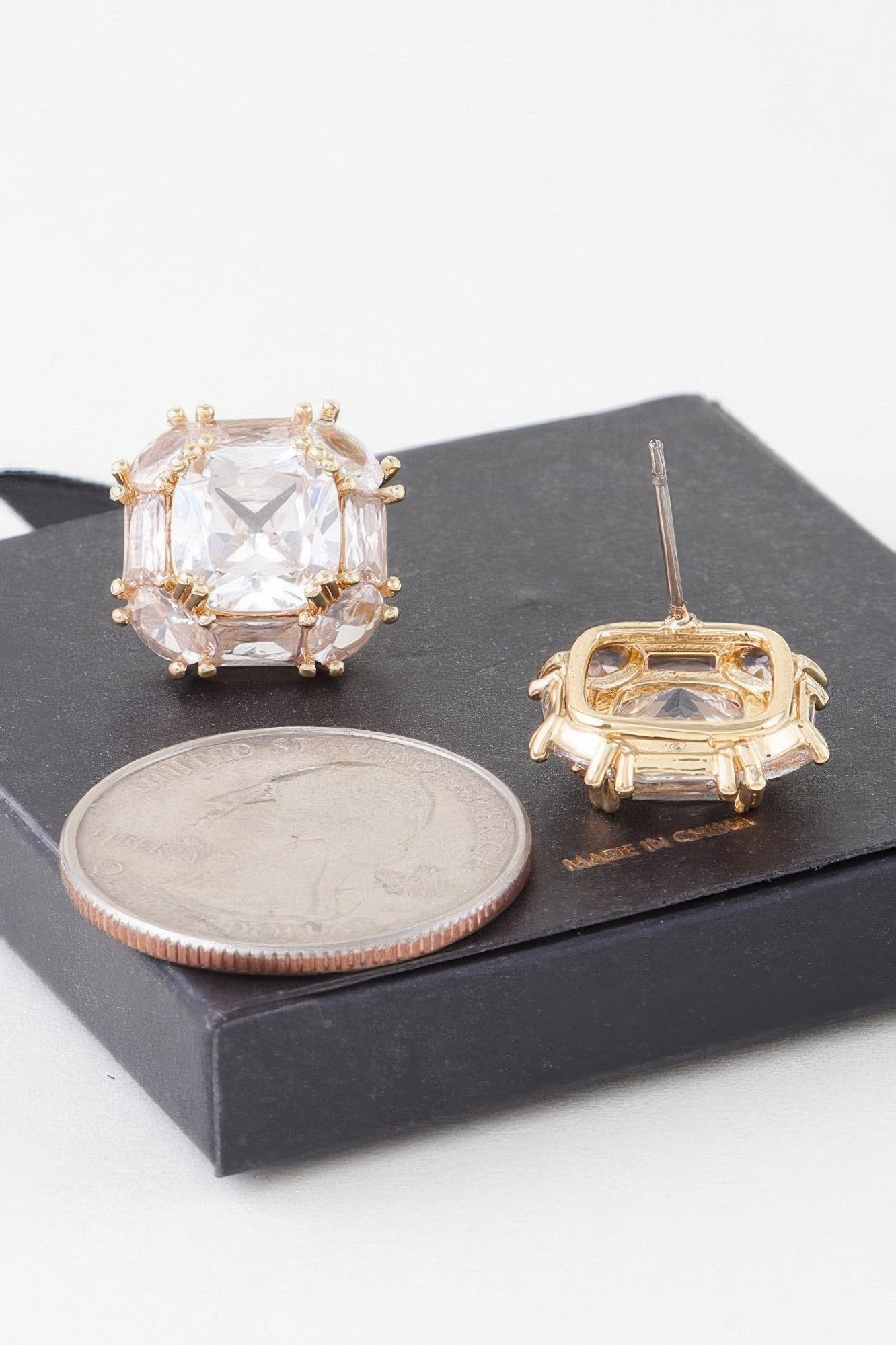 Double Cubic Rhinestone Stud Earrings - It's a Girly Place