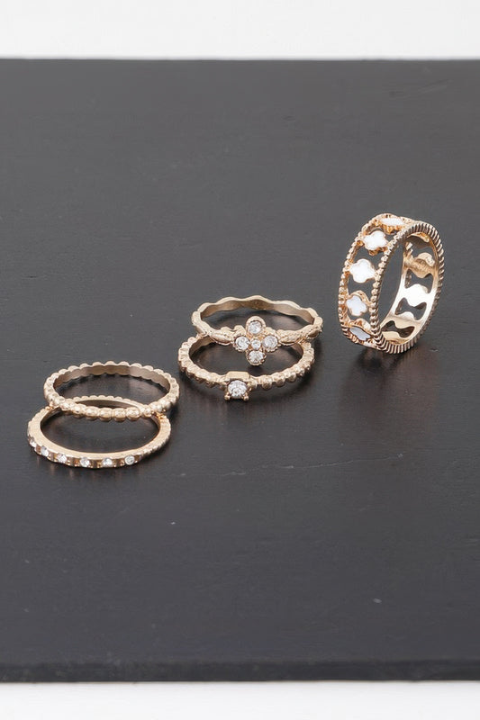 Multi Jewel Clover Ring Set - It's a Girly Place