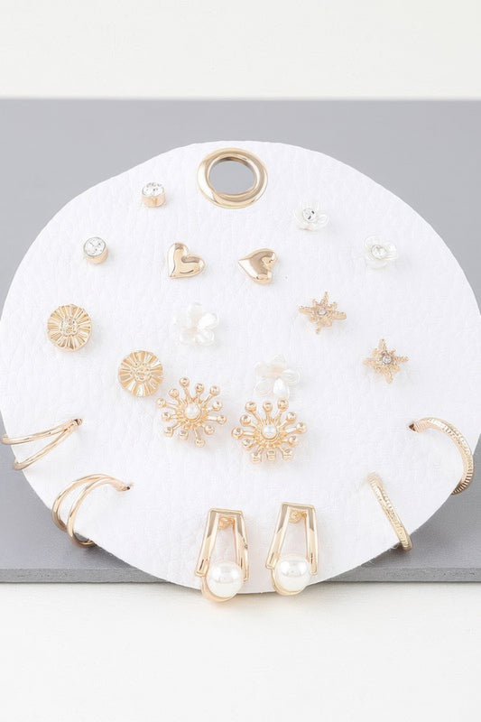 Multi Charms Stud Earrings Set - It's a Girly Place