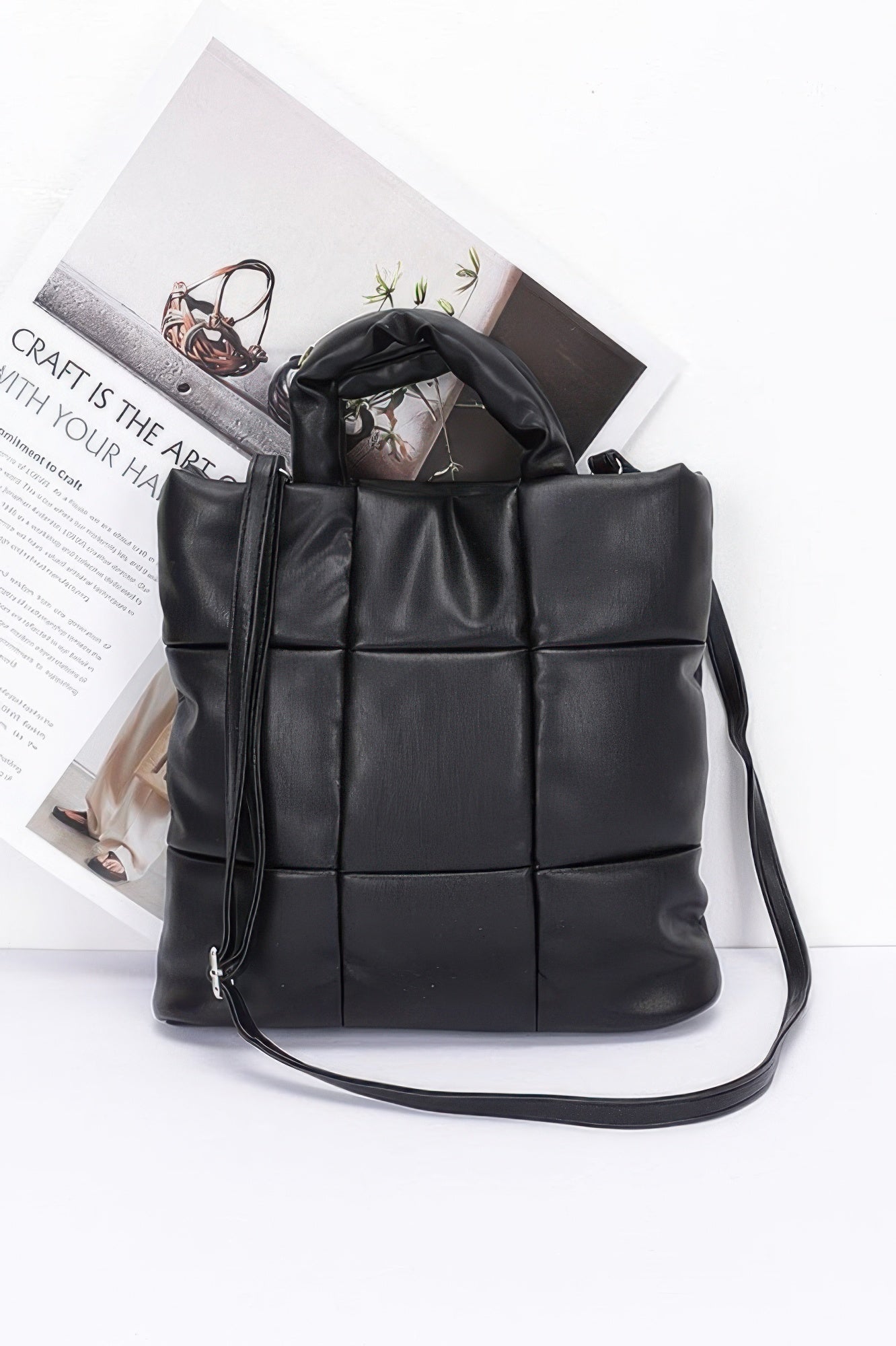 Quilted Faux Leather Padded Tote Bag - It's a Girly Place