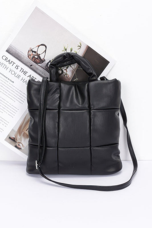 Quilted Faux Leather Padded Tote Bag - It's a Girly Place
