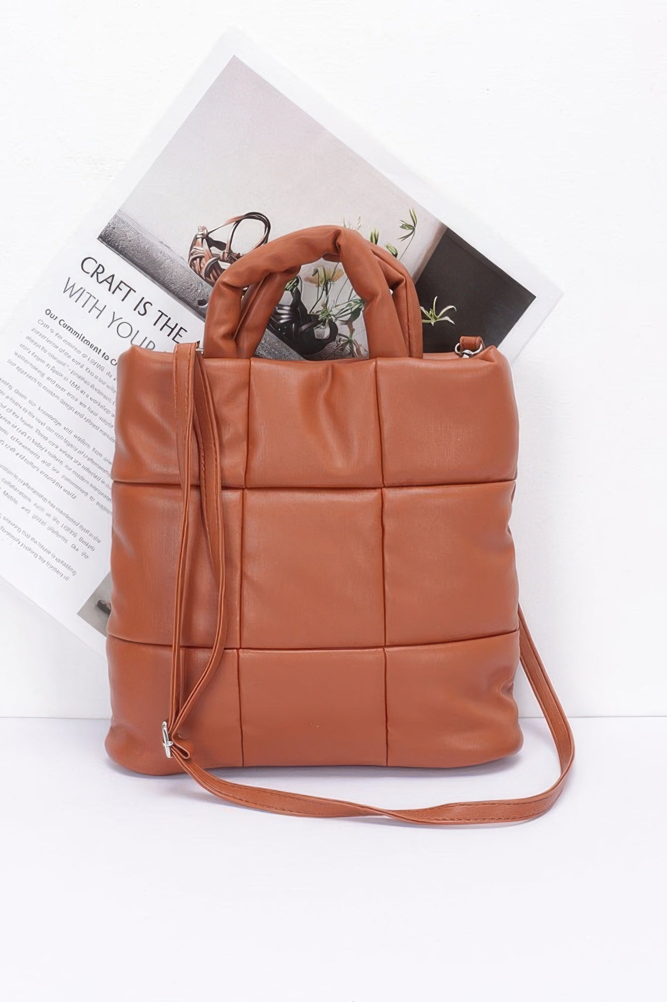 Quilted Faux Leather Padded Tote Bag - It's a Girly Place