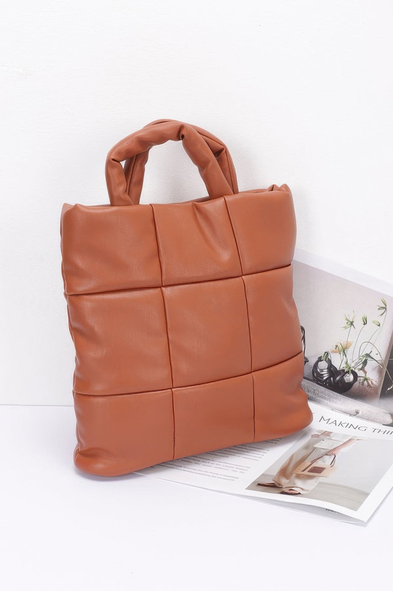 Quilted Faux Leather Padded Tote Bag - It's a Girly Place