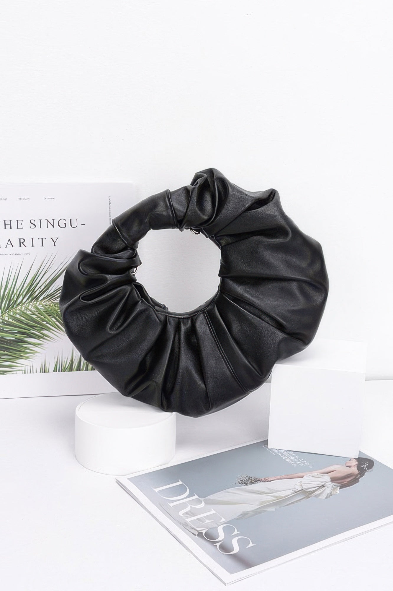 Faux Leather Pleated Handle Clutch - It's a Girly Place