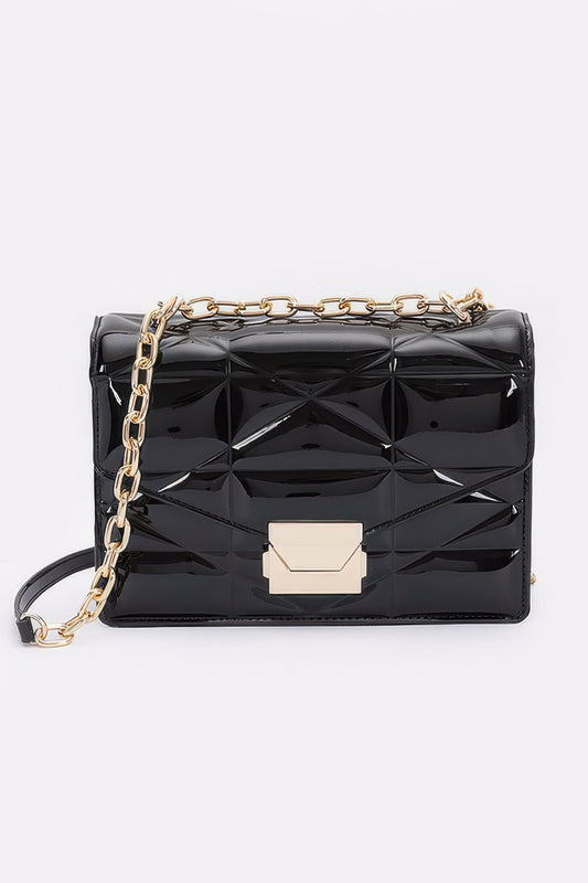 Embossed Enamel Flap Crossbody Clutch - It's a Girly Place