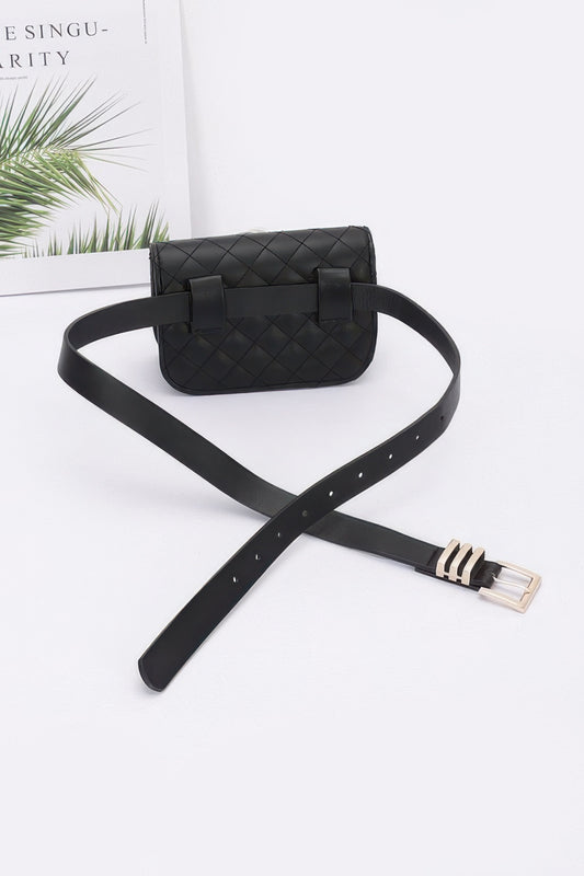 Faux Leather Quilted Flower Beltbag Shoulder Chain - It's a Girly Place