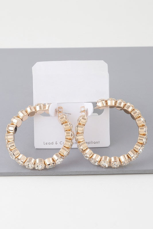Geometric Rhinestone Cut Hoop Earrings - It's a Girly Place
