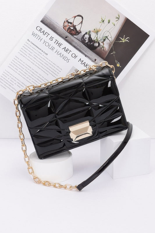 Embossed Enamel Flap Crossbody Clutch - It's a Girly Place