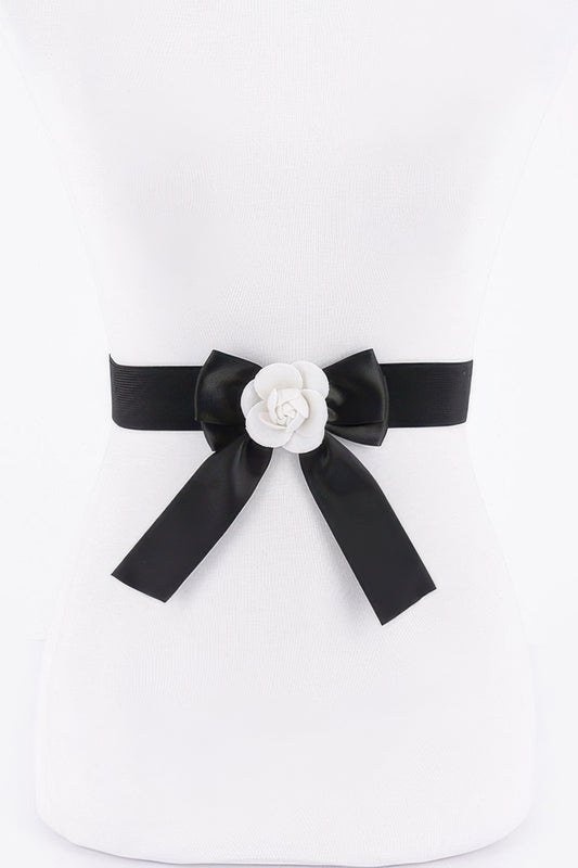 Flower Satin Ribbon Elastic Belt - It's a Girly Place