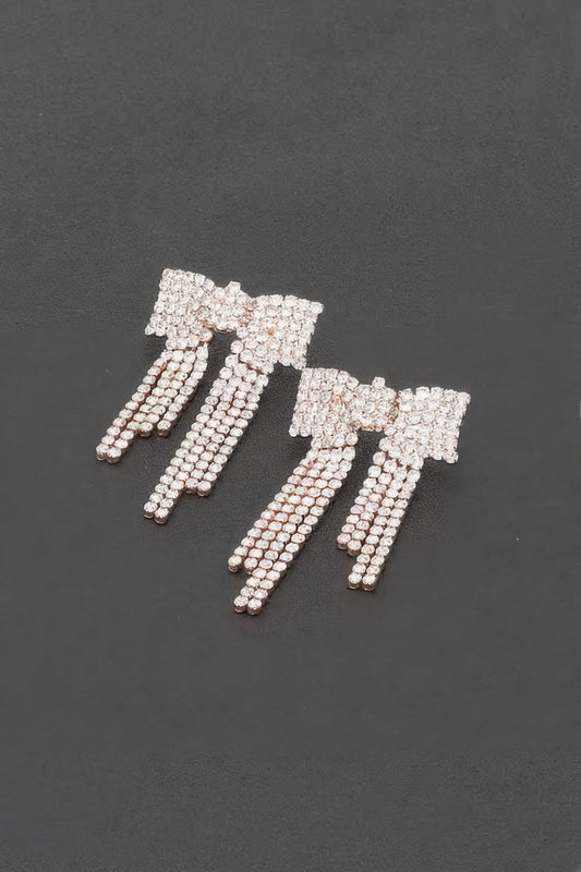 Rhinestone Ribbon Earrings - It's a Girly Place