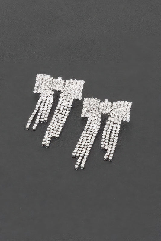 Rhinestone Ribbon Earrings - It's a Girly Place