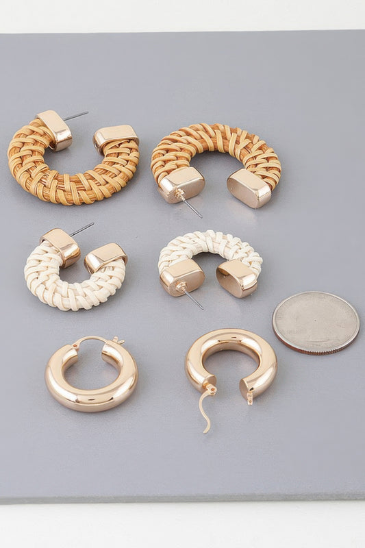 Multi Triple Weaved Hoop Earrings Set - It's a Girly Place