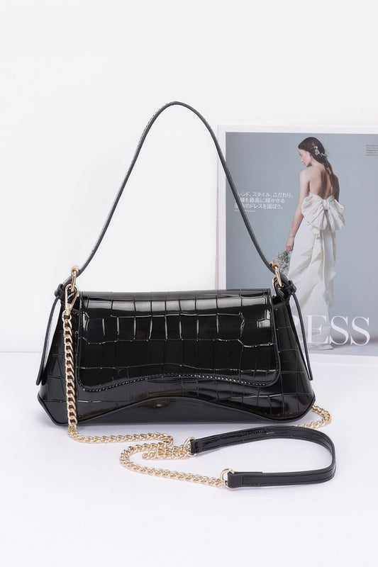 Croc Embossed Mirror Metallic Shoulder Bag - It's a Girly Place