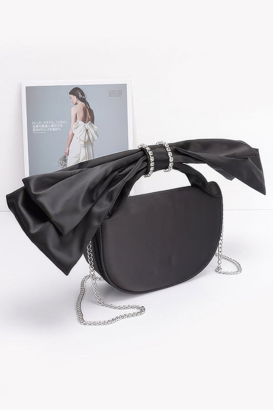 Oversized Bow Handle Satin Crossbody Bag - It's a Girly Place