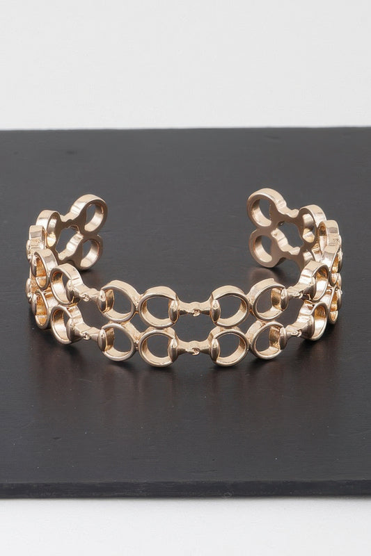 Welded Ring Chain Cuff Bracelet - It's a Girly Place