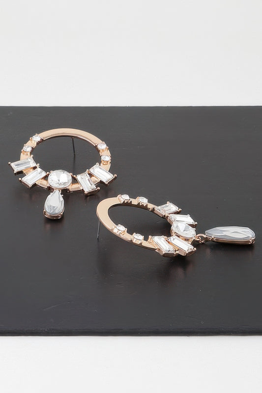 Crystal Jewel Rim Drop Earrings - It's a Girly Place