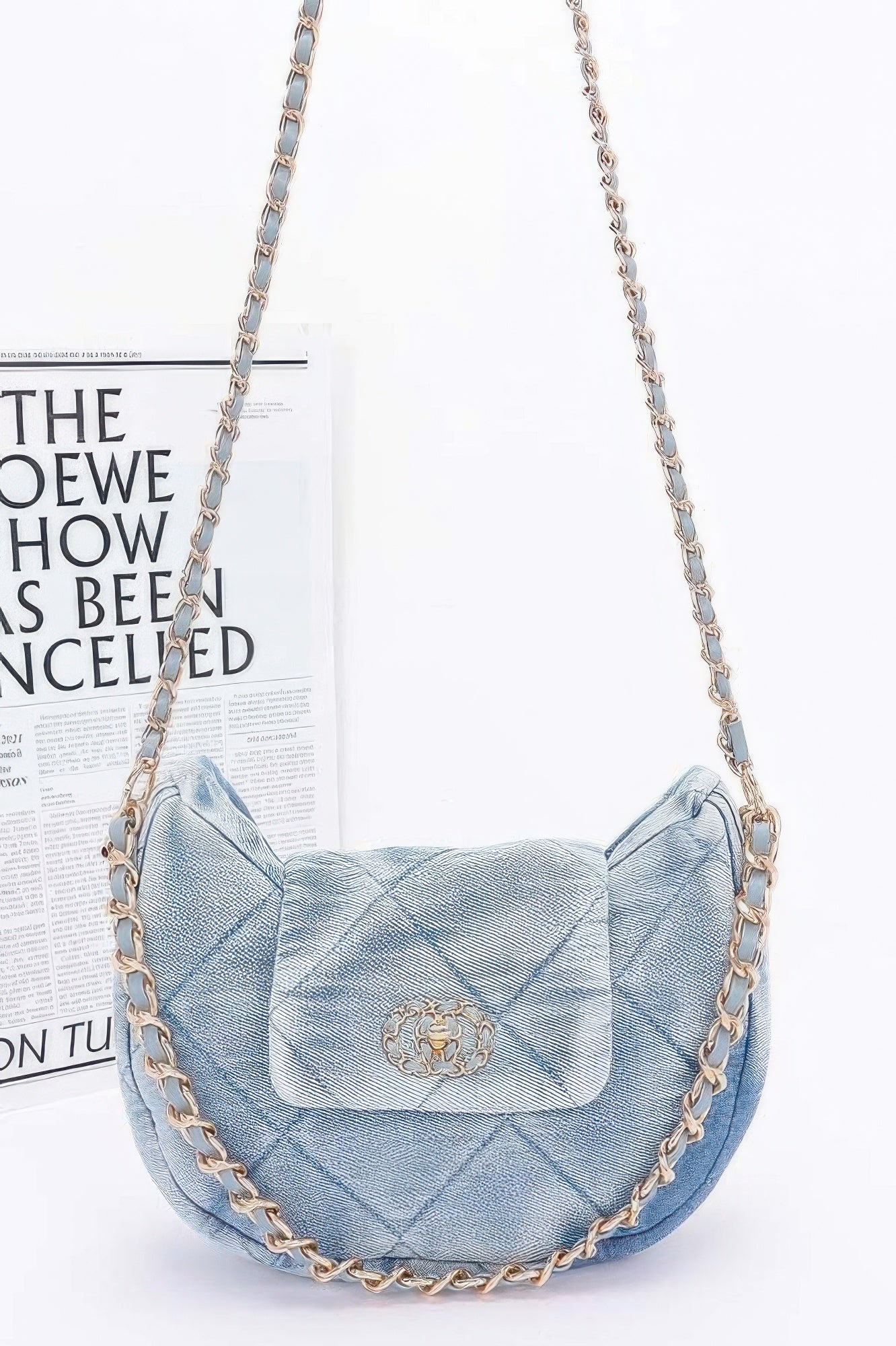 Quilted Washed Denim Crossbody Bag - It's a Girly Place