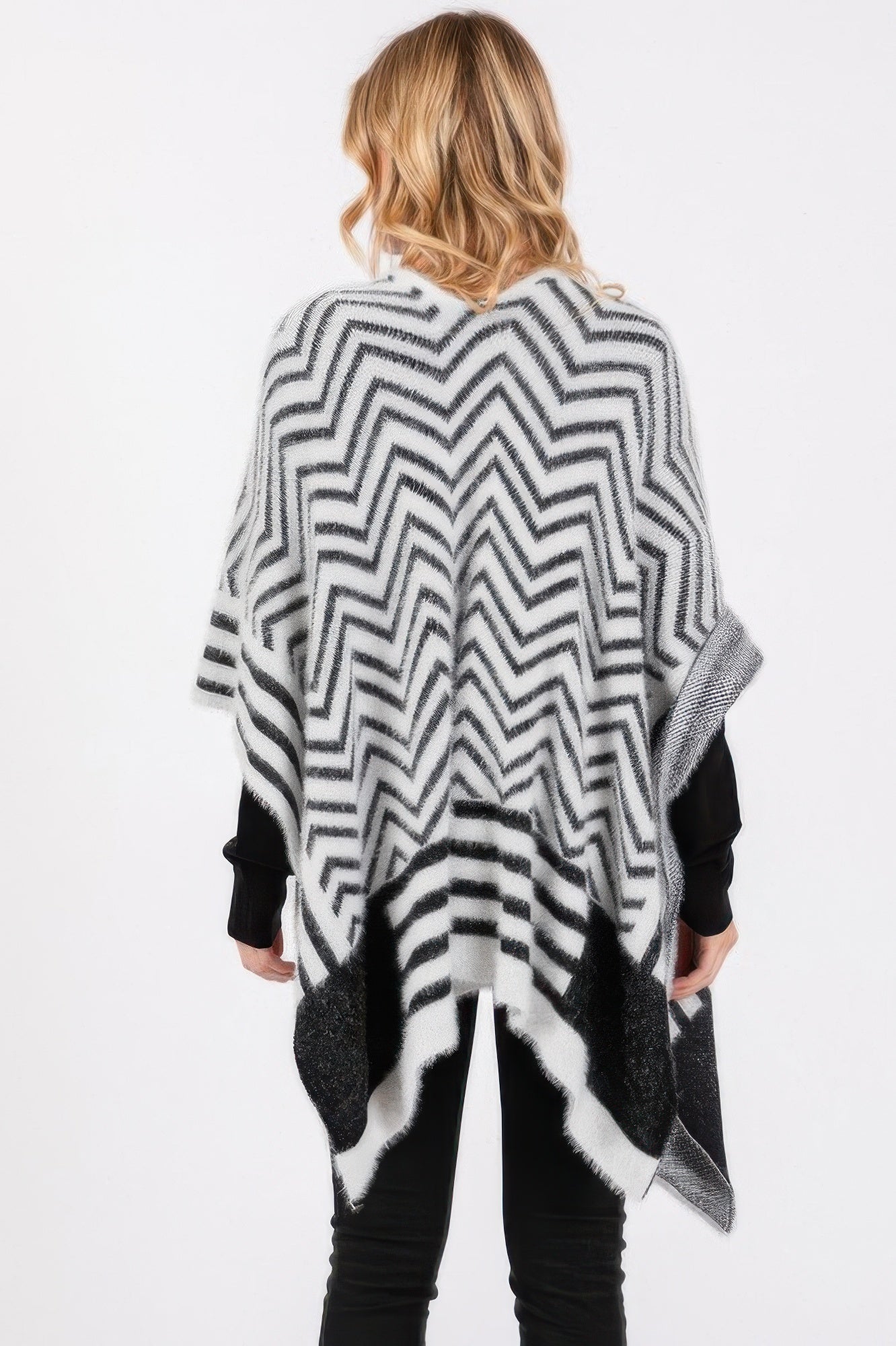 Fuzzy Chevron Pattern Ruana - It's a Girly Place