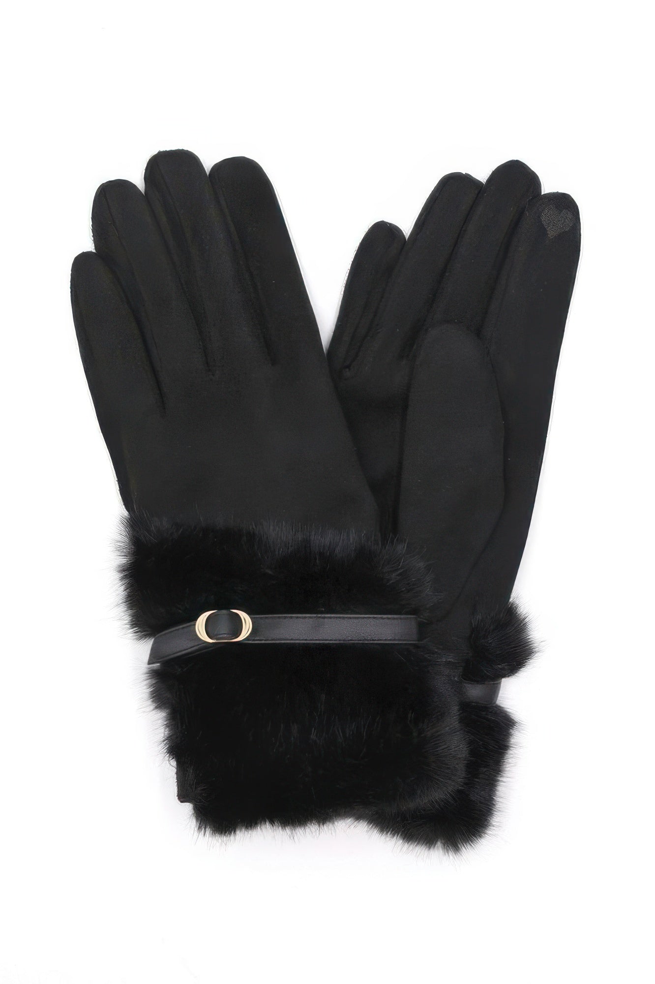 Faux Fur And Strap Cuff Smart Touch Gloves. - It's a Girly Place