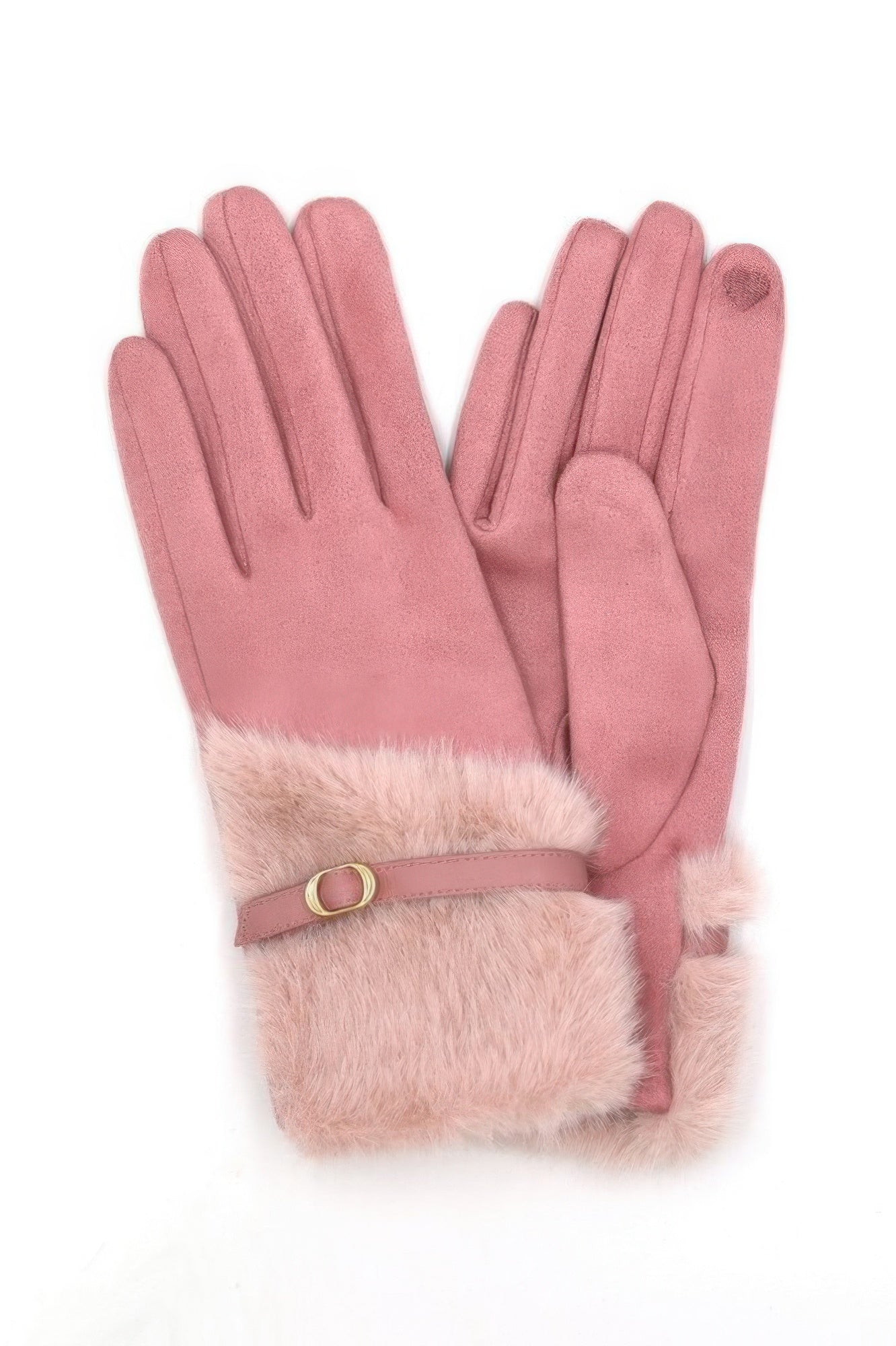 Faux Fur And Strap Cuff Smart Touch Gloves. - It's a Girly Place