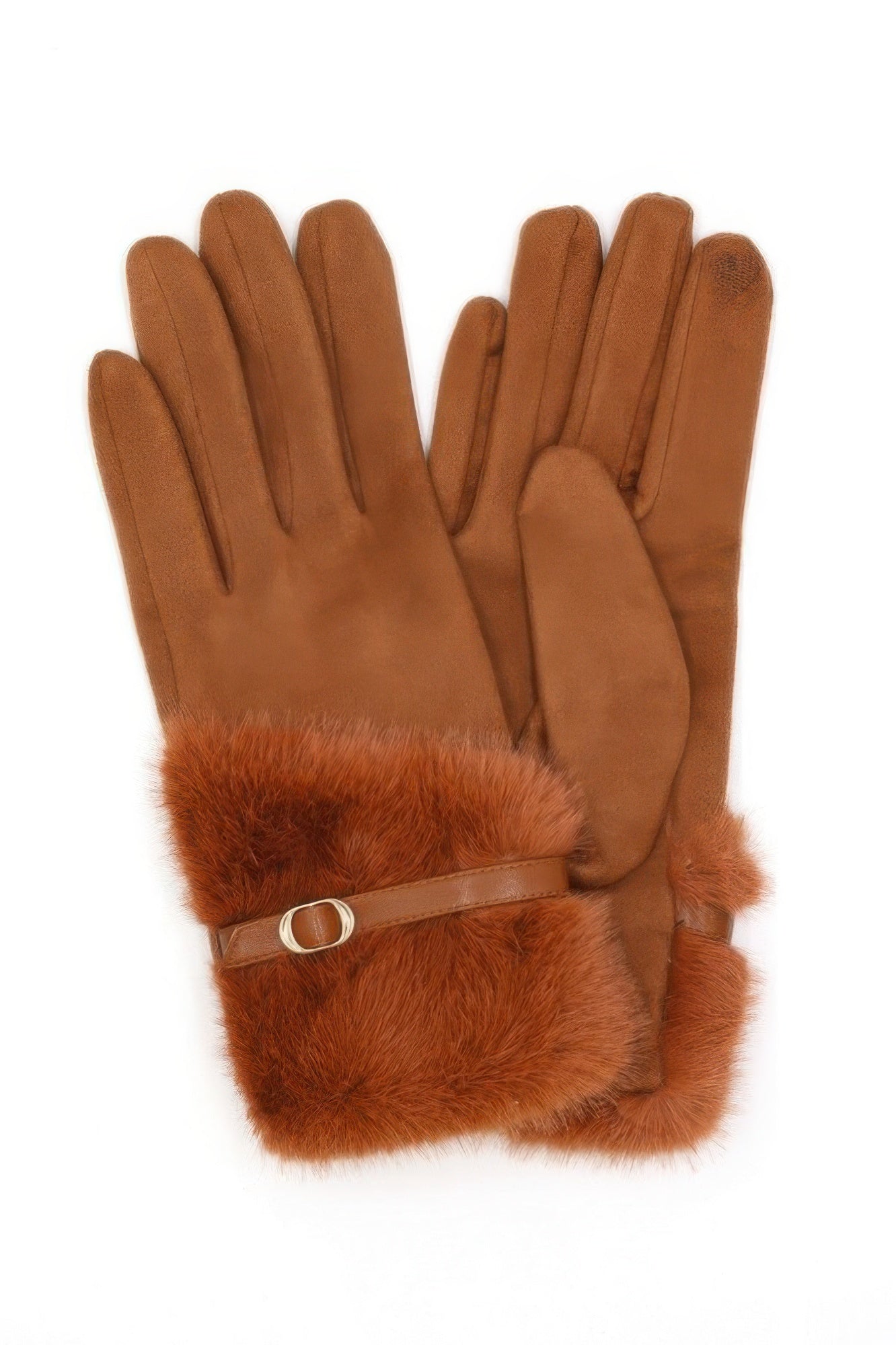 Faux Fur And Strap Cuff Smart Touch Gloves. - It's a Girly Place