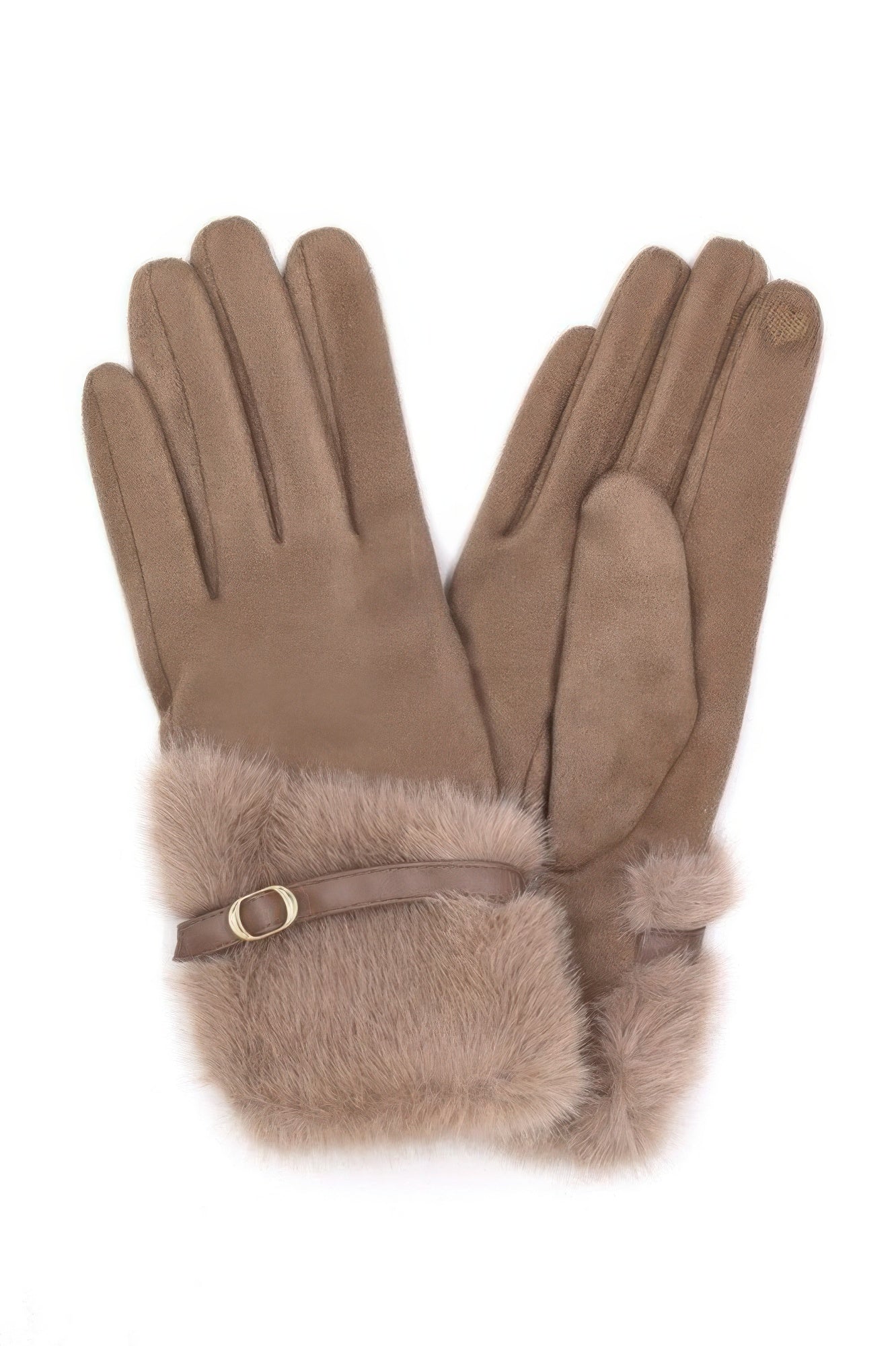 Faux Fur And Strap Cuff Smart Touch Gloves. - It's a Girly Place