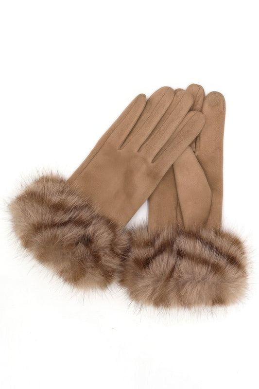 Mixed Color Faux Fur Smart Touch Gloves - It's a Girly Place