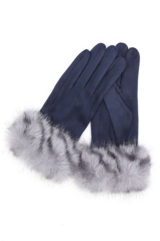 Mixed Color Faux Fur Smart Touch Gloves - It's a Girly Place