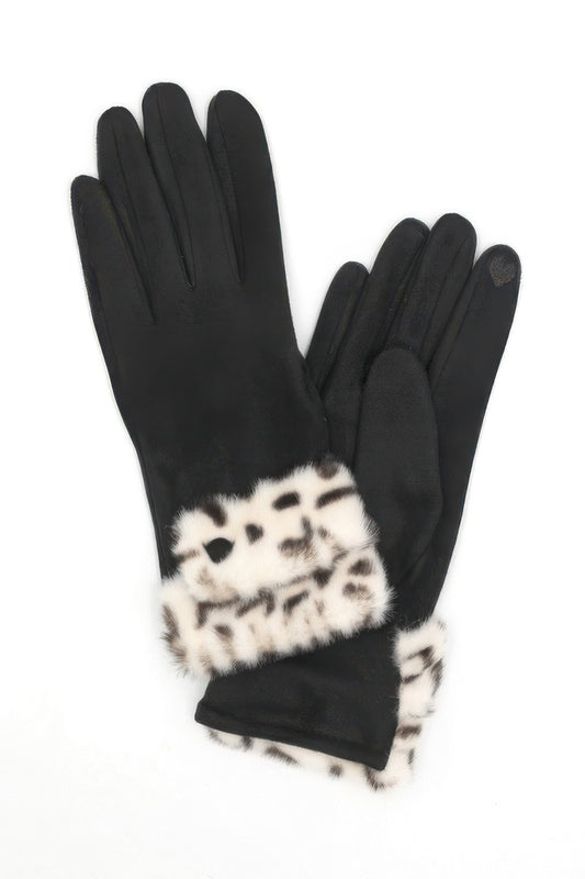 Leopard Faux Fur Cuff Smart Touch Gloves - It's a Girly Place