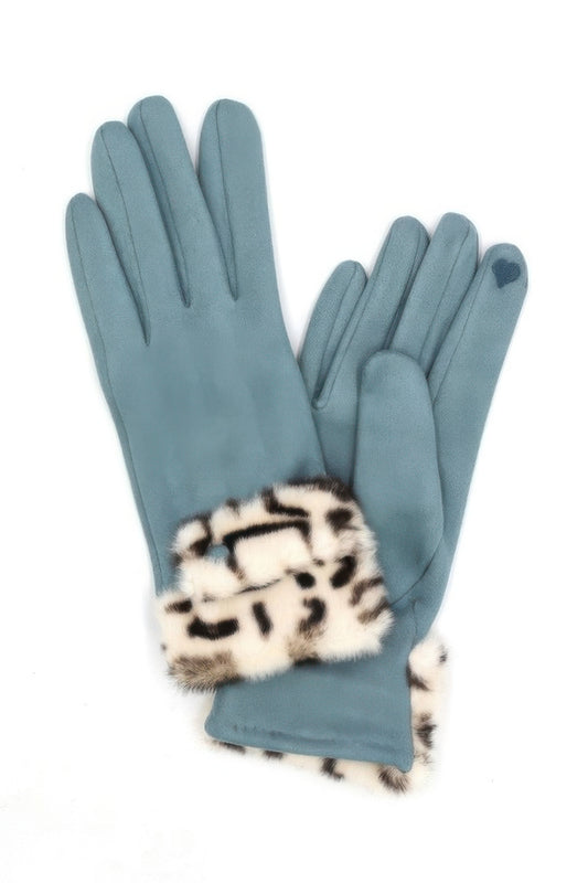 Leopard Faux Fur Cuff Smart Touch Gloves - It's a Girly Place