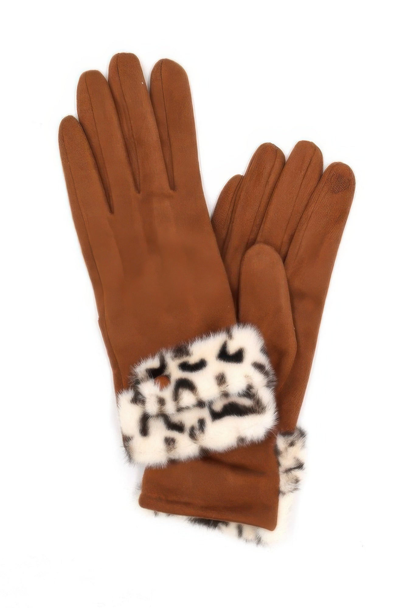 Leopard Faux Fur Cuff Smart Touch Gloves - It's a Girly Place