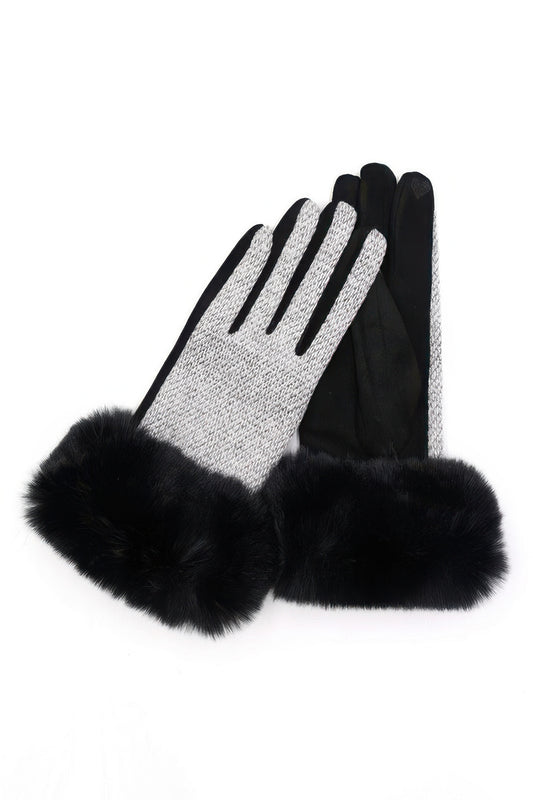 Faux Fur Cuff Mixed Color Smart Touch Gloves - It's a Girly Place