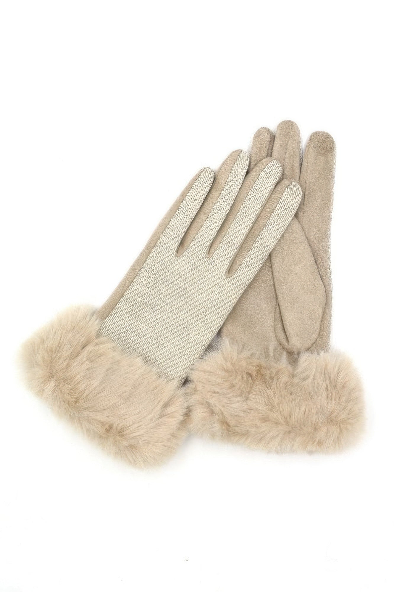 Faux Fur Cuff Mixed Color Smart Touch Gloves - It's a Girly Place