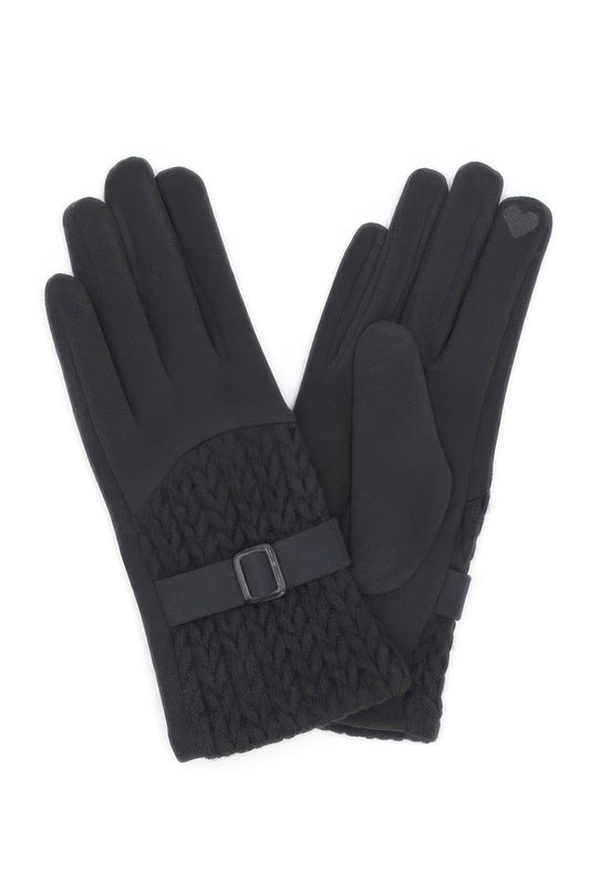 Cable And Band Detailed Smart Touch Gloves - It's a Girly Place