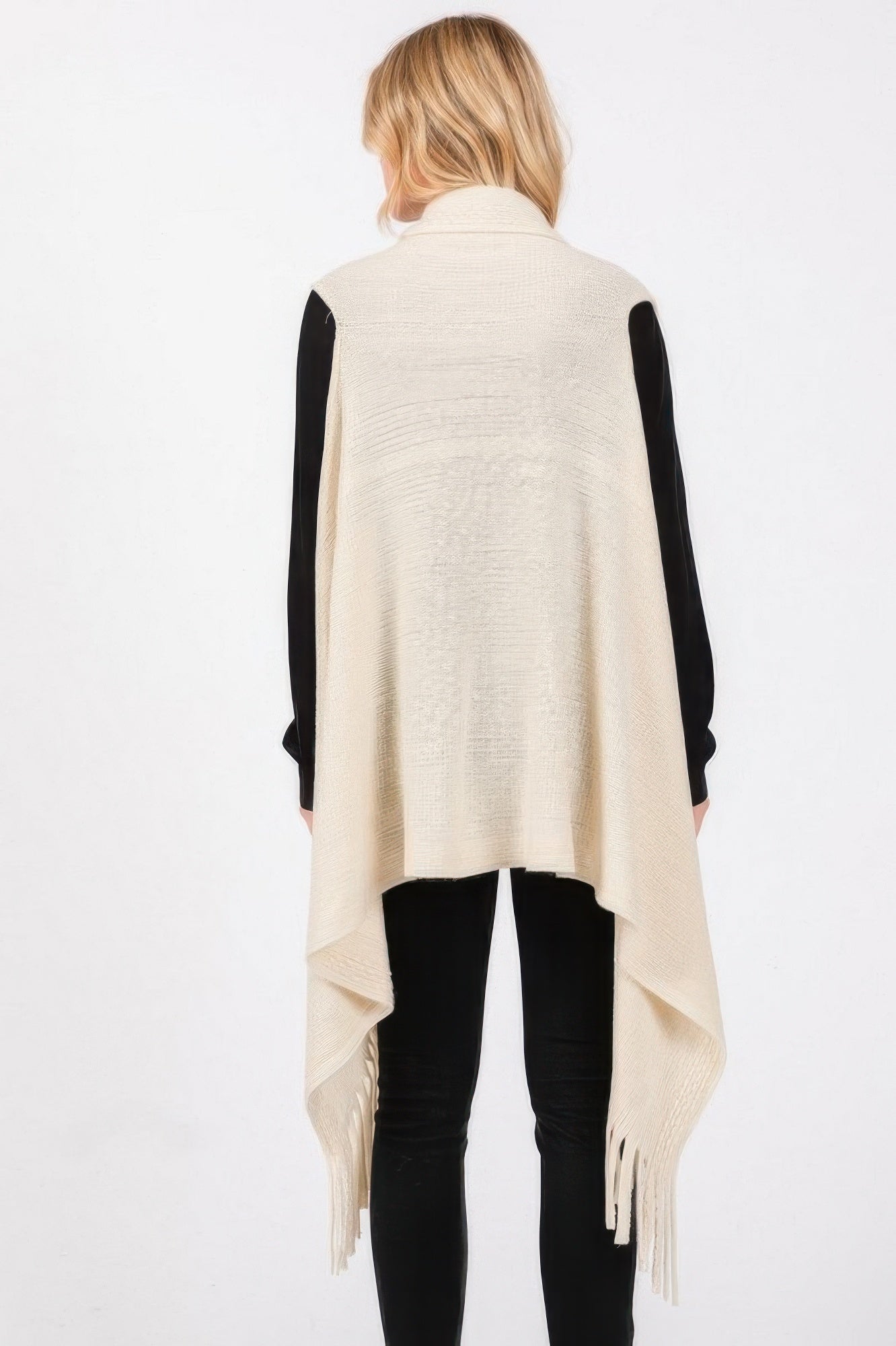 Embossed Dotted Line Tassel Knit Vest - It's a Girly Place