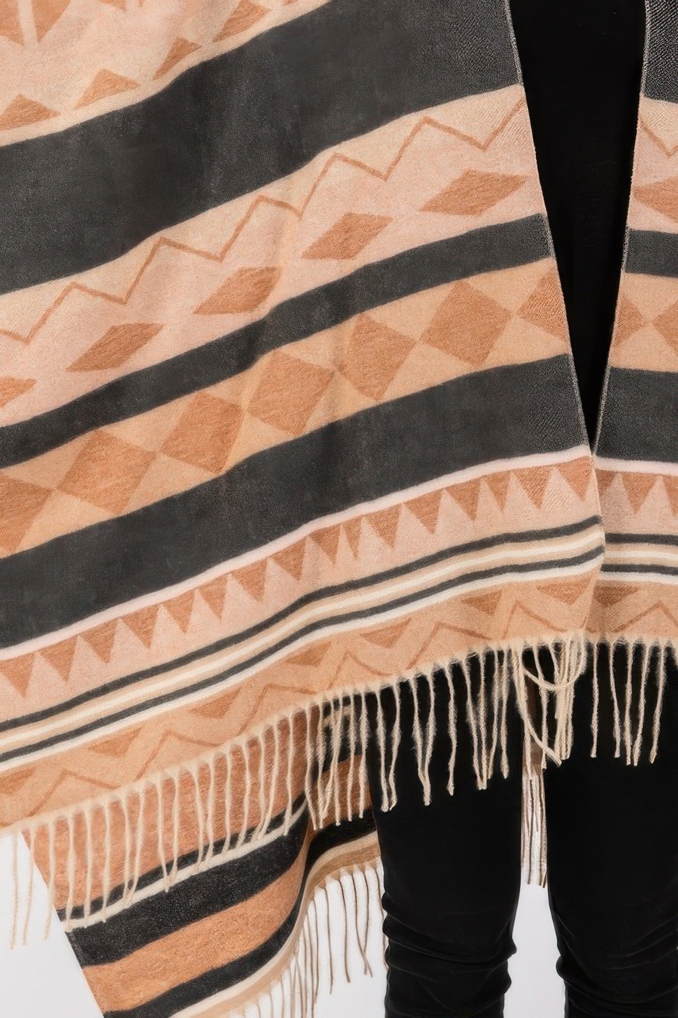 Aztec Pattern Fringe Ruana - It's a Girly Place