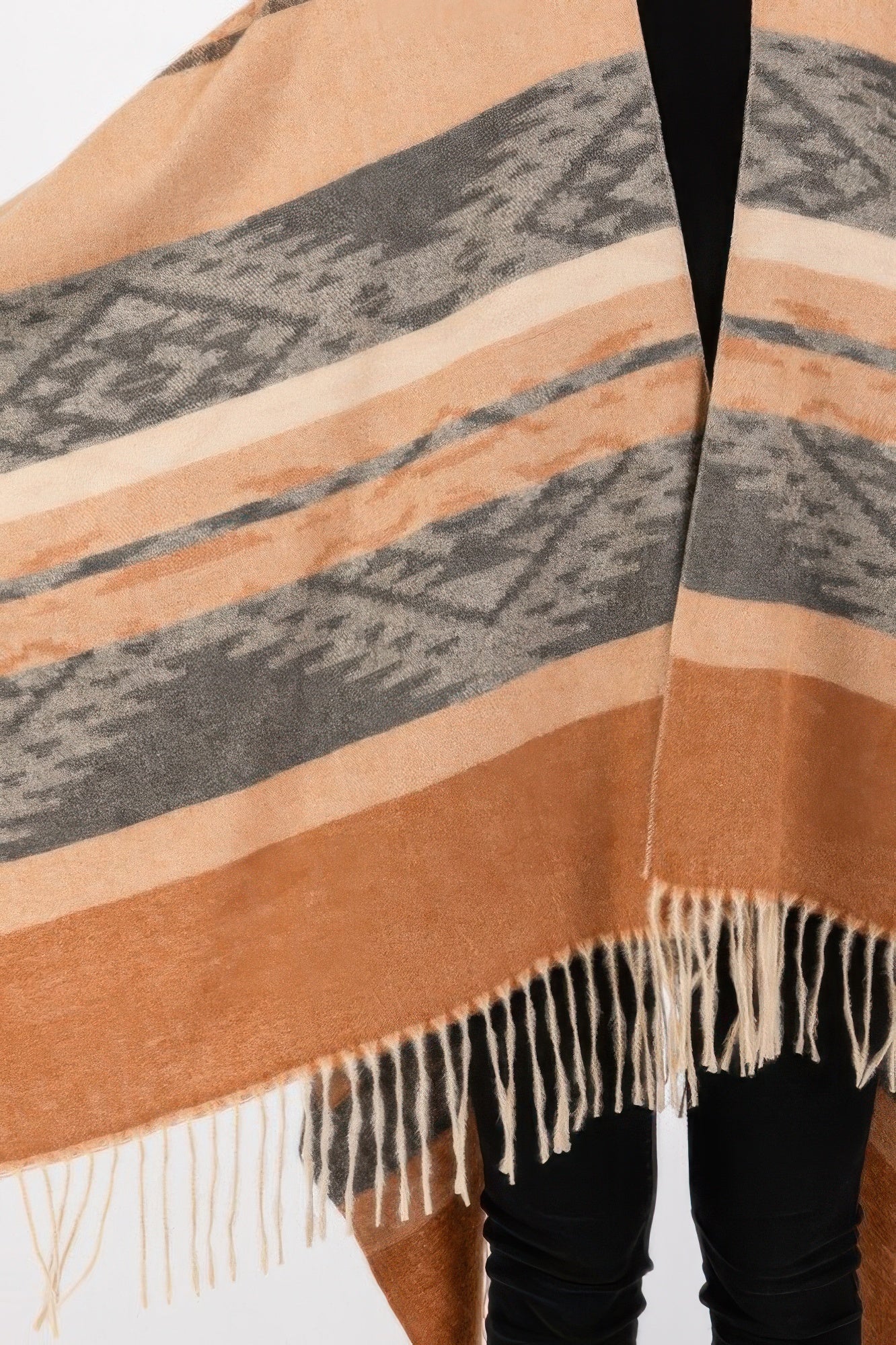 Aztec Pattern Fringe Ruana - It's a Girly Place