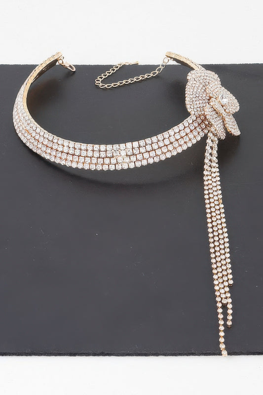 Rhinestone Flower Choker Necklace - It's a Girly Place