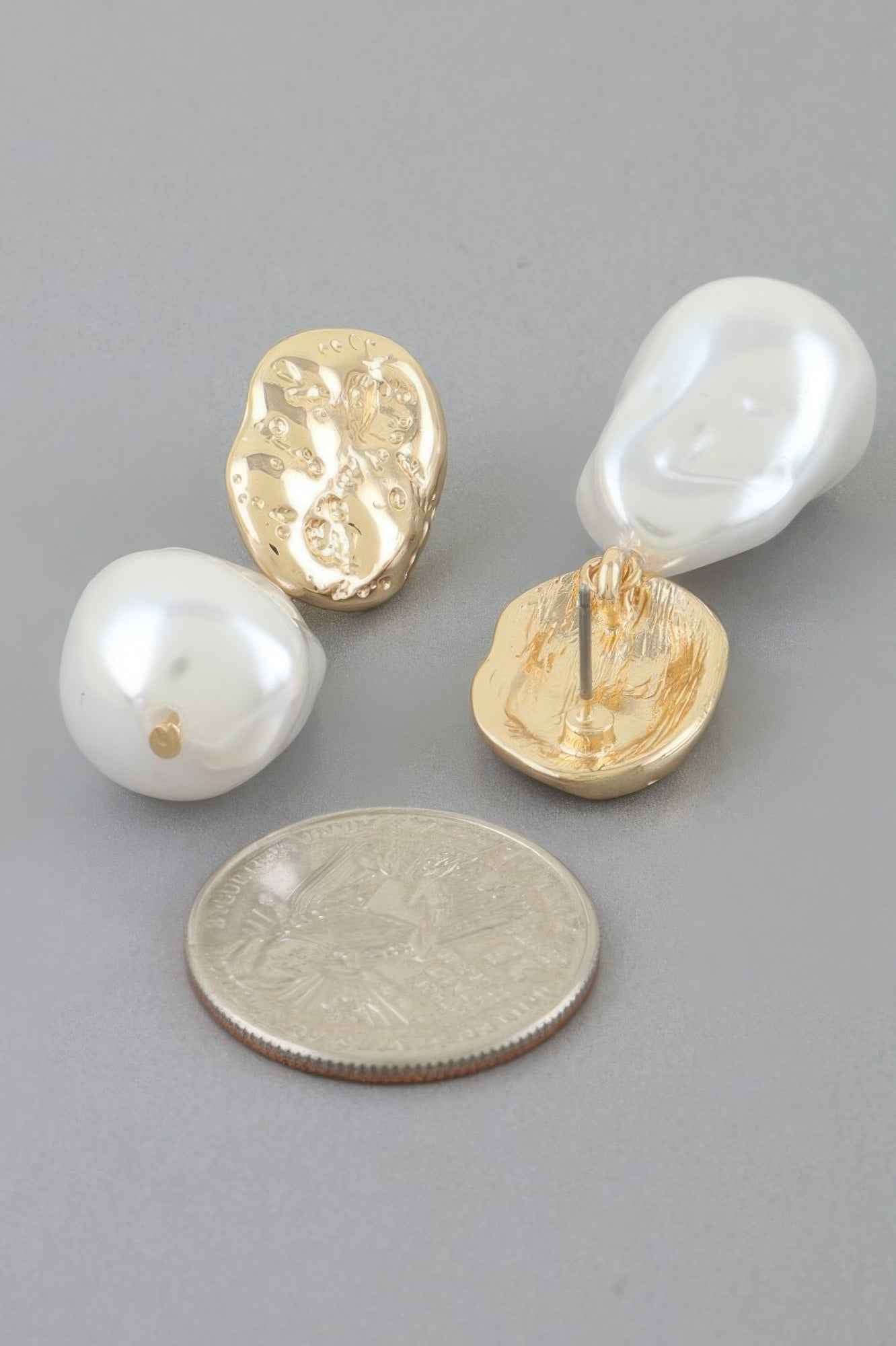 Abstract Pearl Stone Drop Earrings