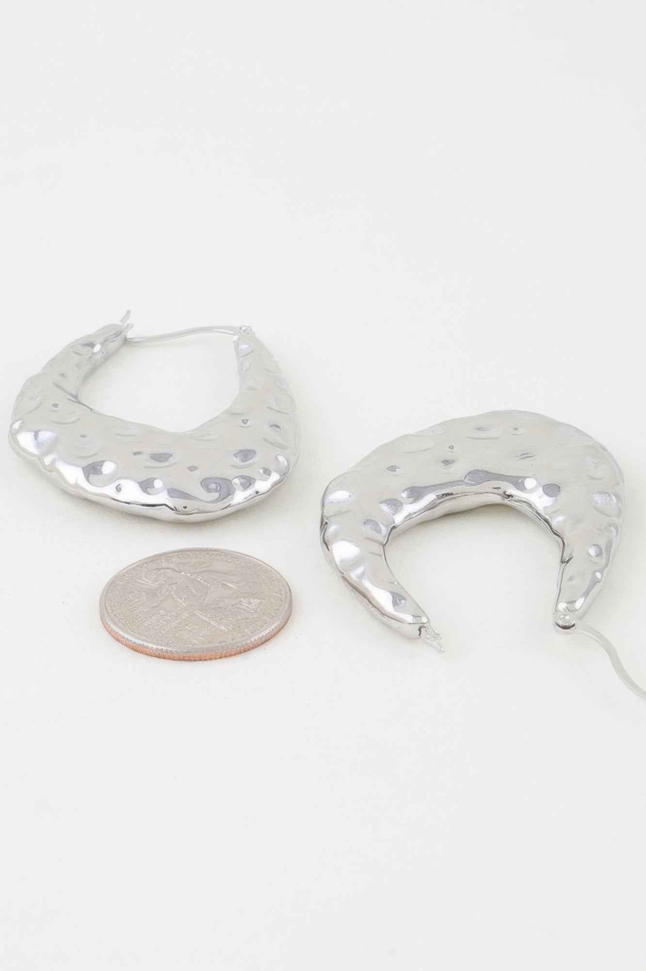 Hammered Moon Hoop Earrings