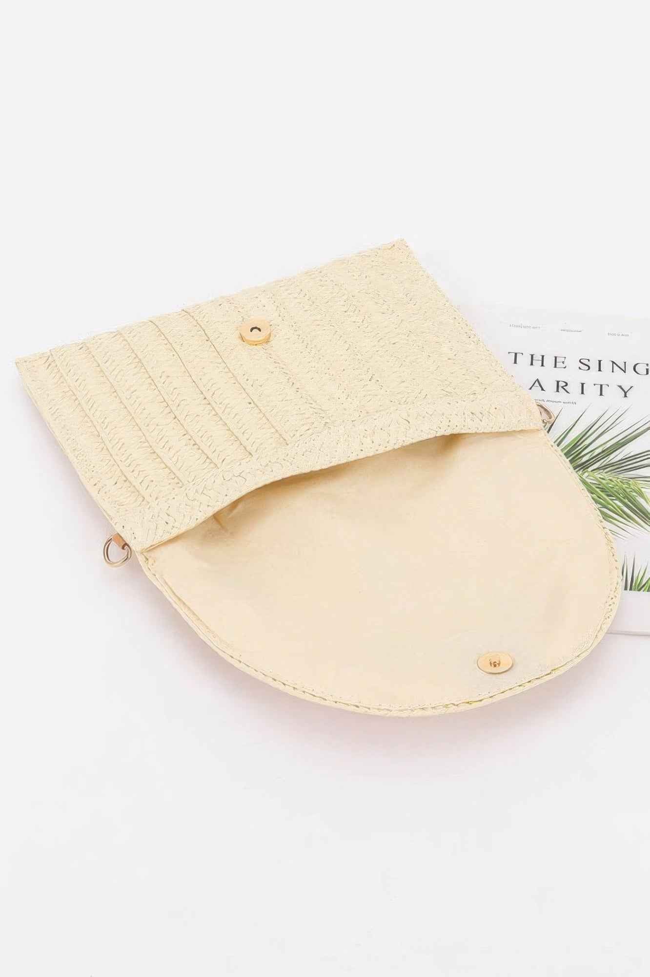 Faux Straw Cherry Clutch