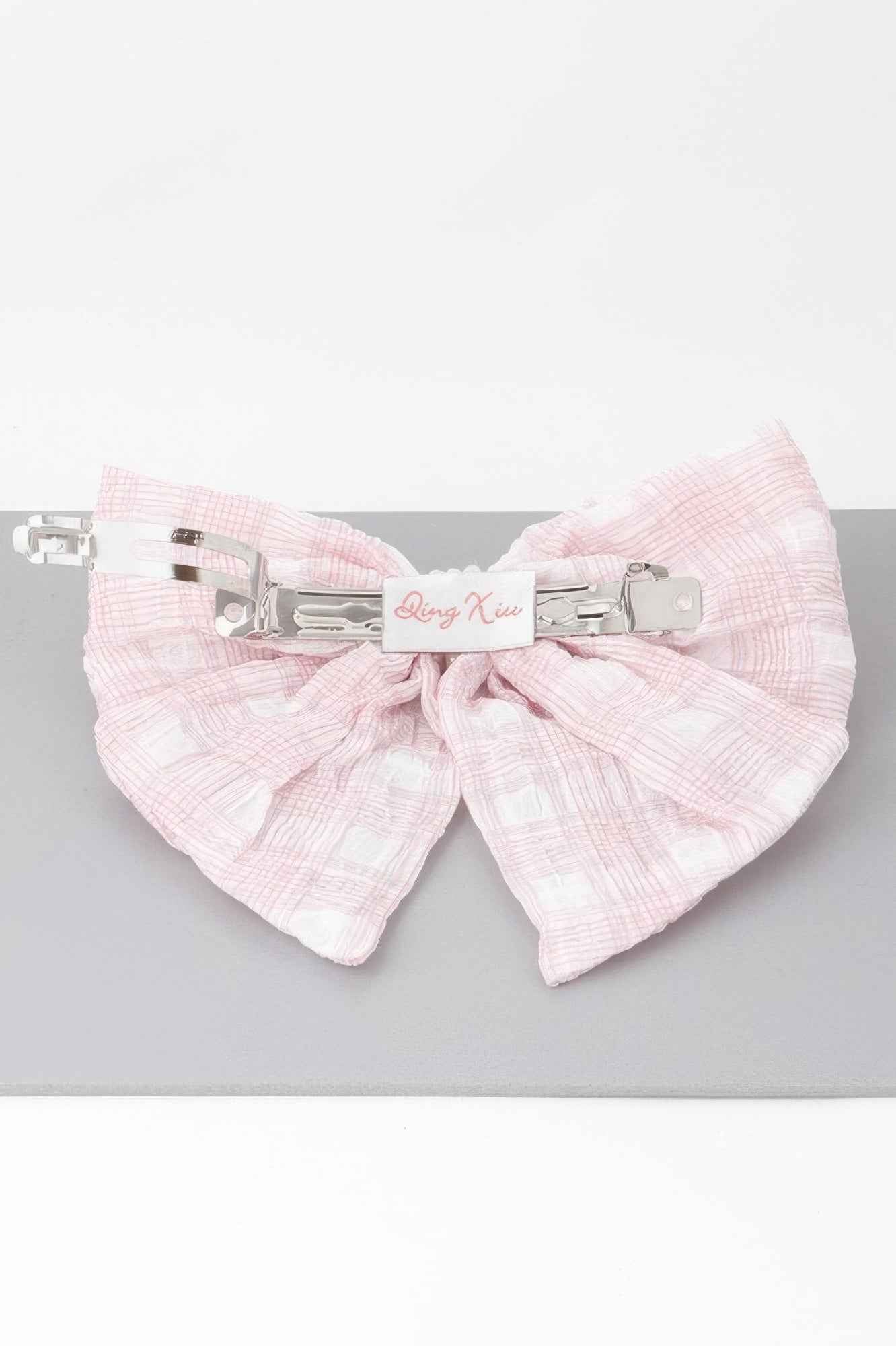 Plaid Pearl Ribbon Hair Clip